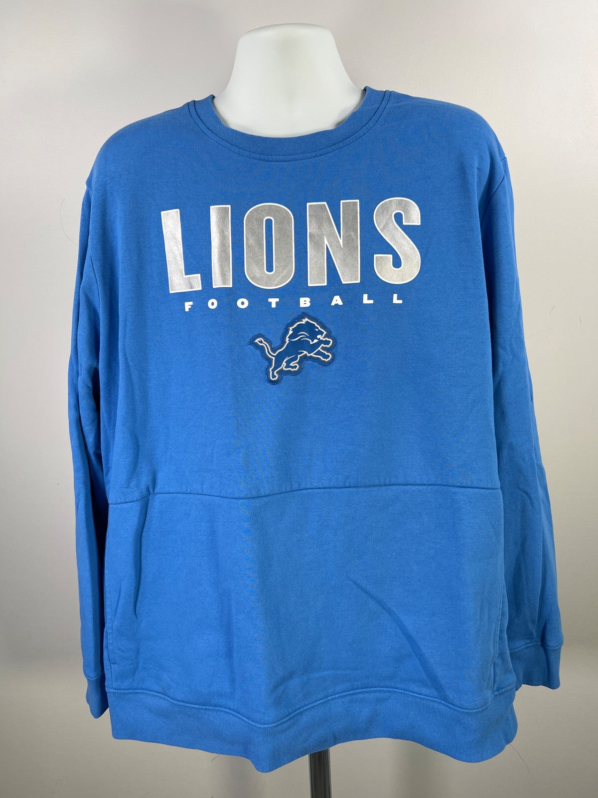 NFL Team Apparel Men’s Blue Detroit Lions Crewneck Sweatshirt - 3XL