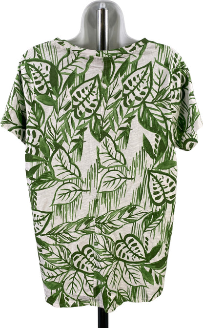 Tahari Women’s Green/White Leaf Print Short Sleeve T-Shirt - Plus 1X