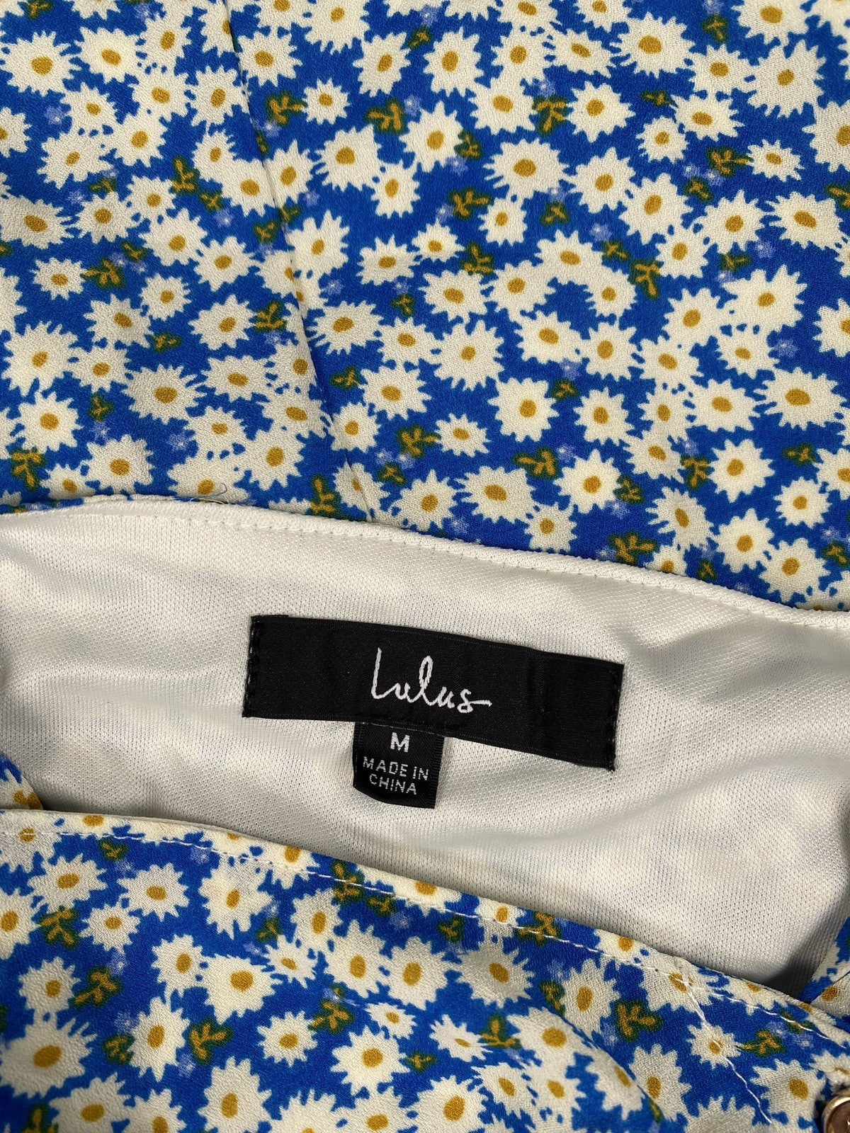 Lulus Women’s Blue Floral Daisy Print Sleeveless Midi Sundress - M