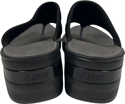 Bzees Women’s Black Rhinestone Dazzle Me Wedge Flip Flops - 8