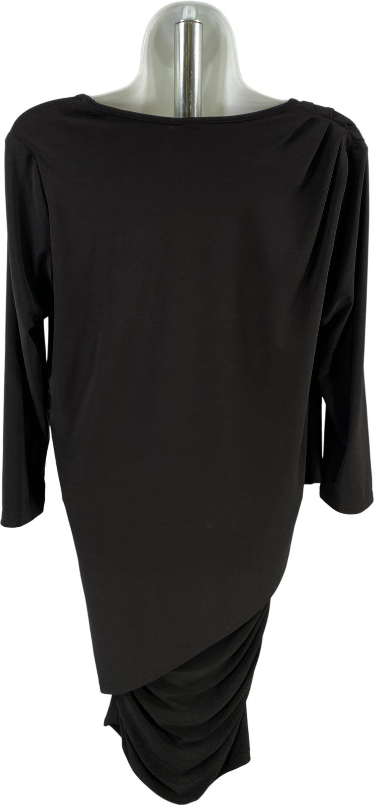 Last Tango Women’s Black 2 Layer V-Neck 3/4 Sleeve Sheath Dress - S