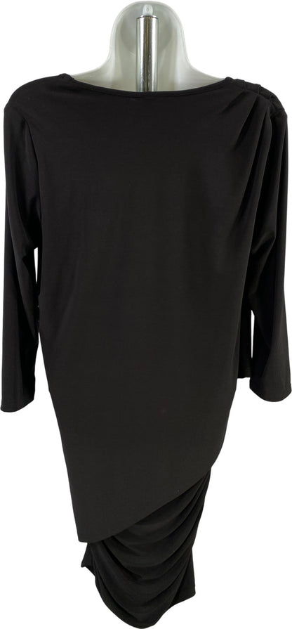 Last Tango Women’s Black 2 Layer V-Neck 3/4 Sleeve Sheath Dress - S