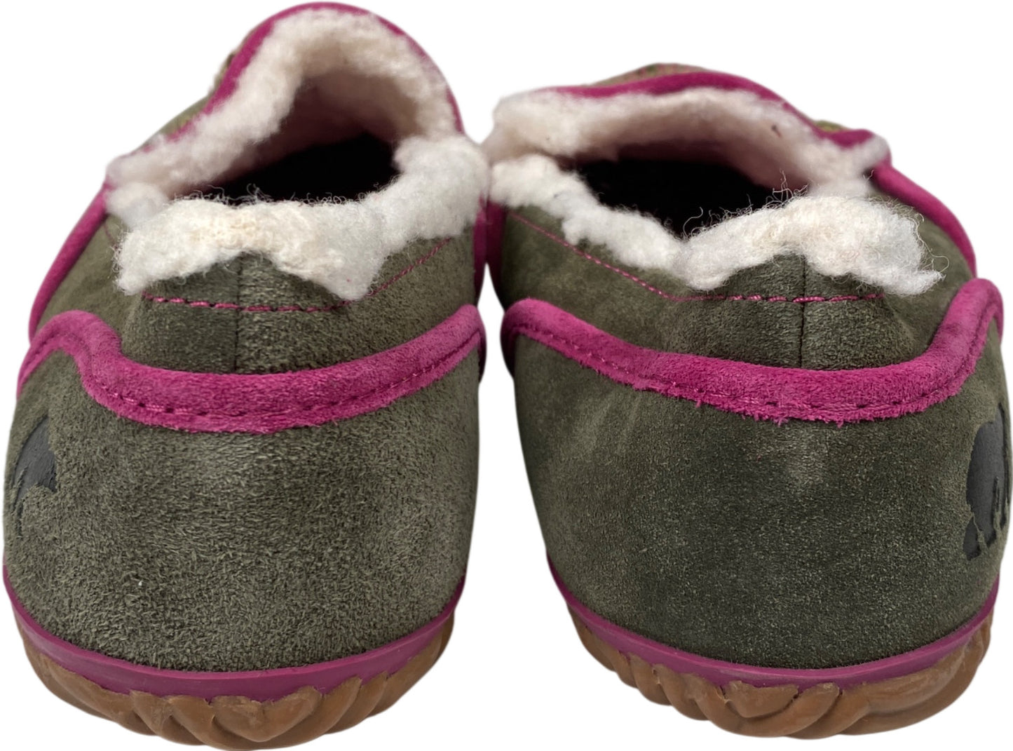 Sorel Women’s Green/Pink Suede Tremblant Sherpa Lined Moccasins - 9