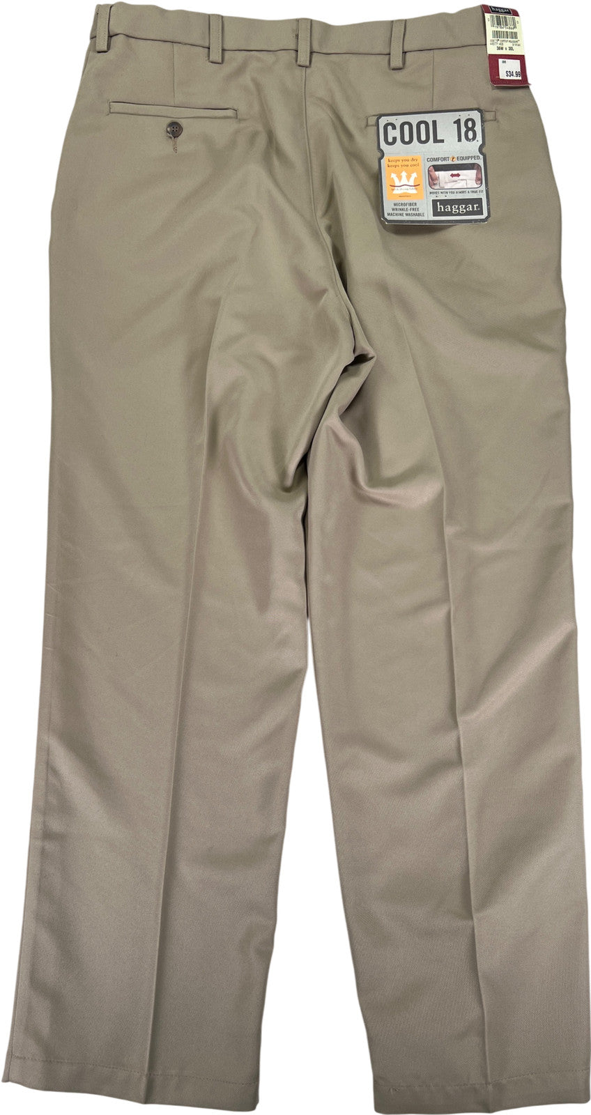 Haggar Men’s Beige Cool 18 Khaki Dress Pants - 36x30
