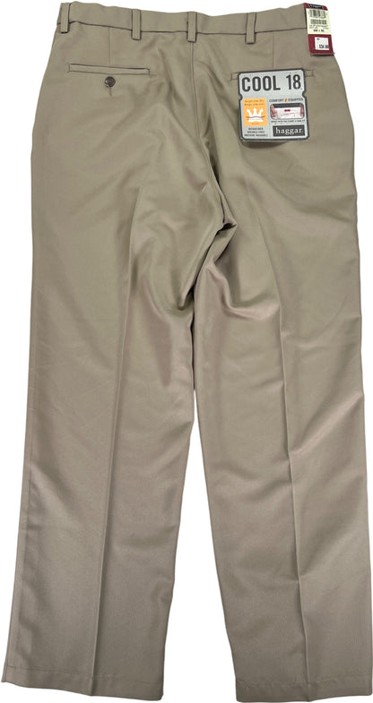 Haggar Men’s Beige Cool 18 Khaki Dress Pants - 36x30