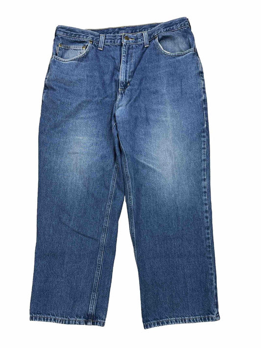 Carhartt Men's Medium Wash Relaxed Fit Denim Jeans - 38x28