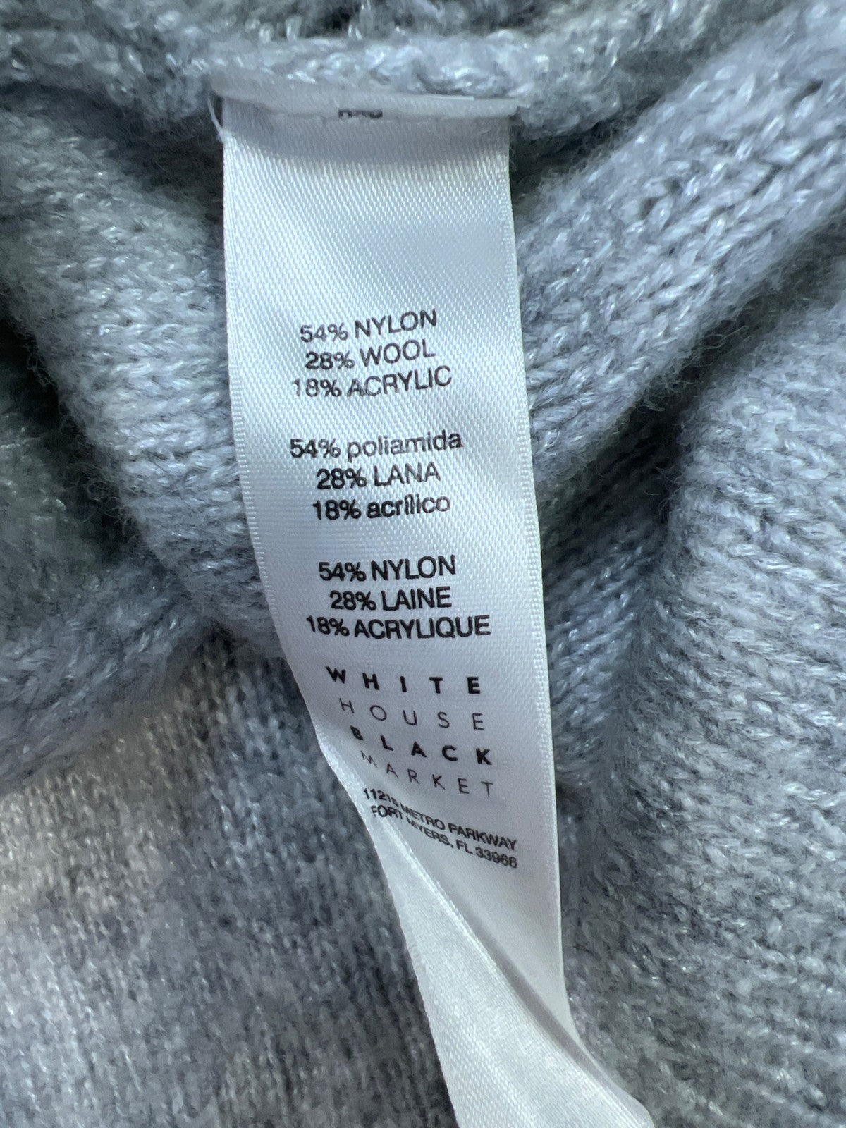 White House Black Market Women’s Gray Faux Pearl Accent Knit Sweater - S