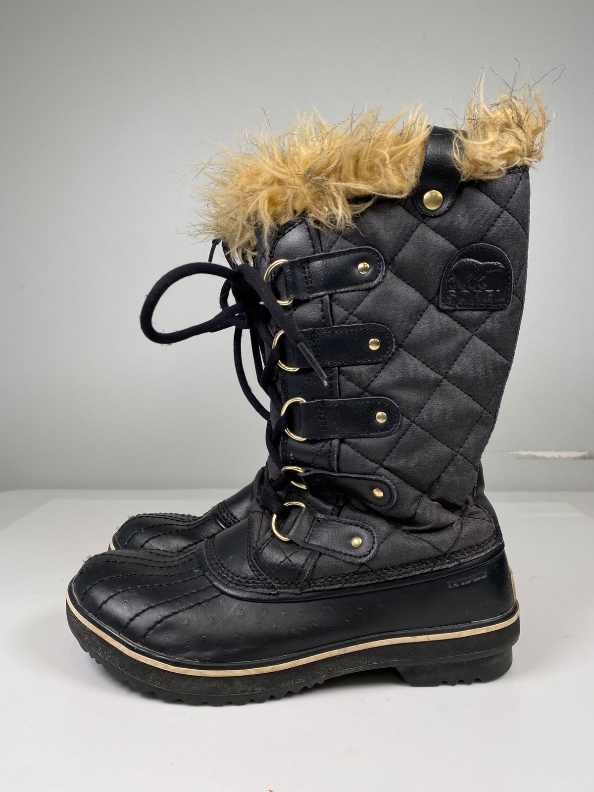 Sorel Women’s Black Leather Quilted Tofino Waterproof Winter Boots - 7.5