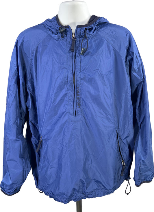 Polo Sport Ralph Lauren Men’s Blue Nylon Hooded Windbreaker Jacket - L