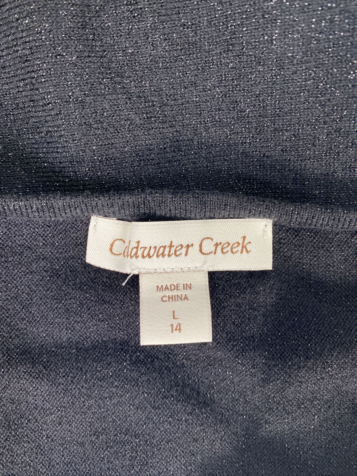 Coldwater Creek Women's Black Metallic Short Sleeve Sweater Sz L/14