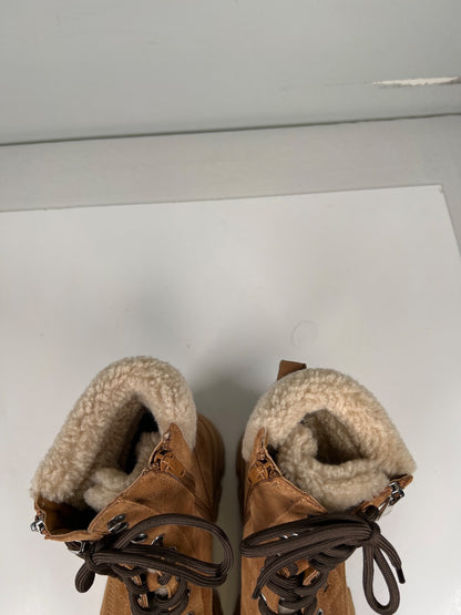 Marc Fisher Women’s Beige/Brown Aboli Suede Combat Boots - 8.5