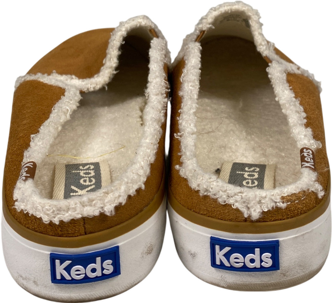 Keds Women’s Tan/Brown Suede Shearling Lined Double Decker Slip On Mules - 11