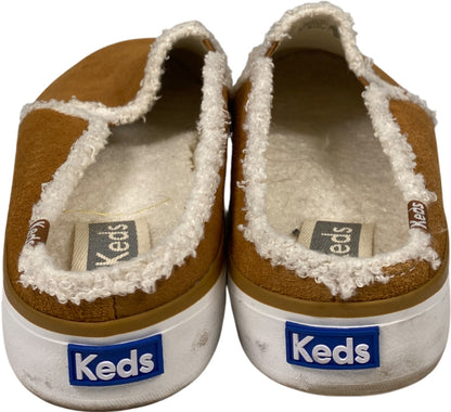 Keds Women’s Tan/Brown Suede Shearling Lined Double Decker Slip On Mules - 11