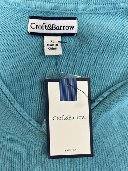 Croft and Barrow Women’s Blue Long Sleeve V-Neck Knit Sweater - XL
