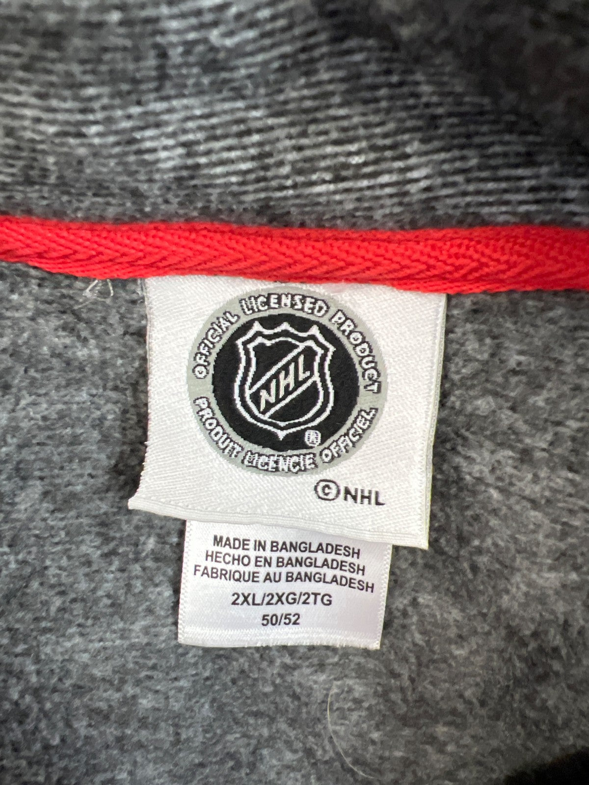 NHL Official Licensed Men’s Gray Detroit Red Wings 1/4 Zip Fleece Jacket - 2XL