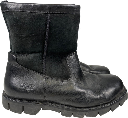 UGG Men’s Black Leather/Suede Shearling Lined Boots - 12