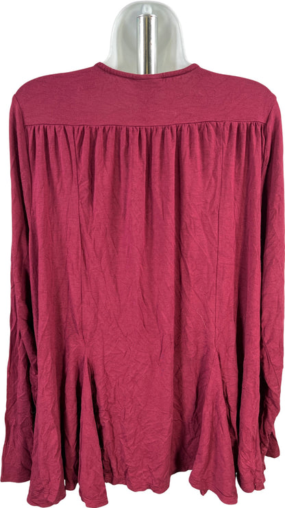 Coco + Carmen Women’s Burgundy Open Front Cardigan Sweater - XXL