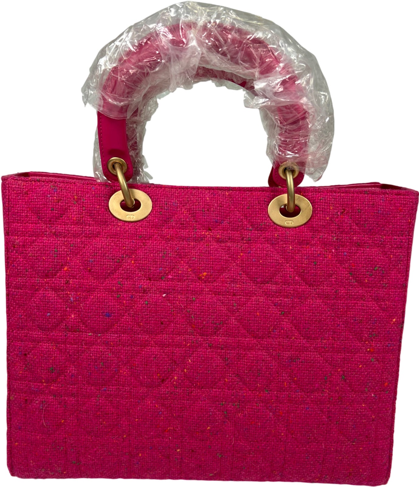 Christian Dior Lady Dior Large Tweed Pink Rose Moyen Rare Vintage Purse