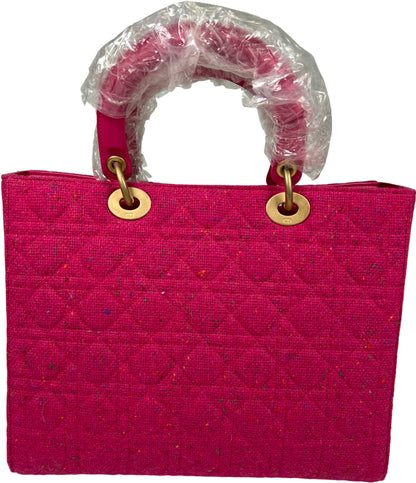 Christian Dior Lady Dior Large Tweed Pink Rose Moyen Rare Vintage Purse