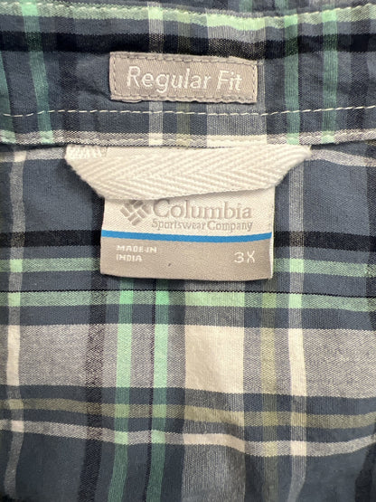 Columbia Men’s Blue Plaid Rapid Rivers Short Sleeve Button Up Shirt - 3X