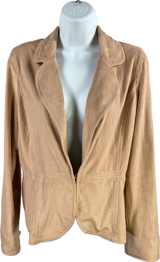 White House Black Market Women’s Beige Faux Suede One Hook Blazer Jacket - 8