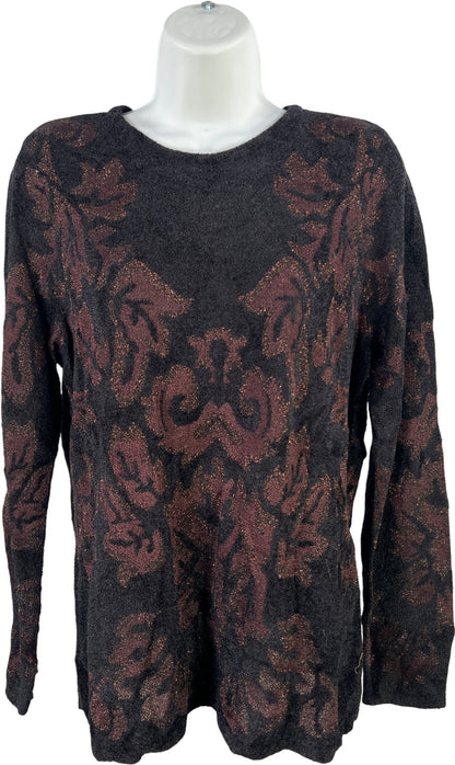 Chico’s Women’s Black/Brown Metallic Long Sleeve Sweater - 1/US M