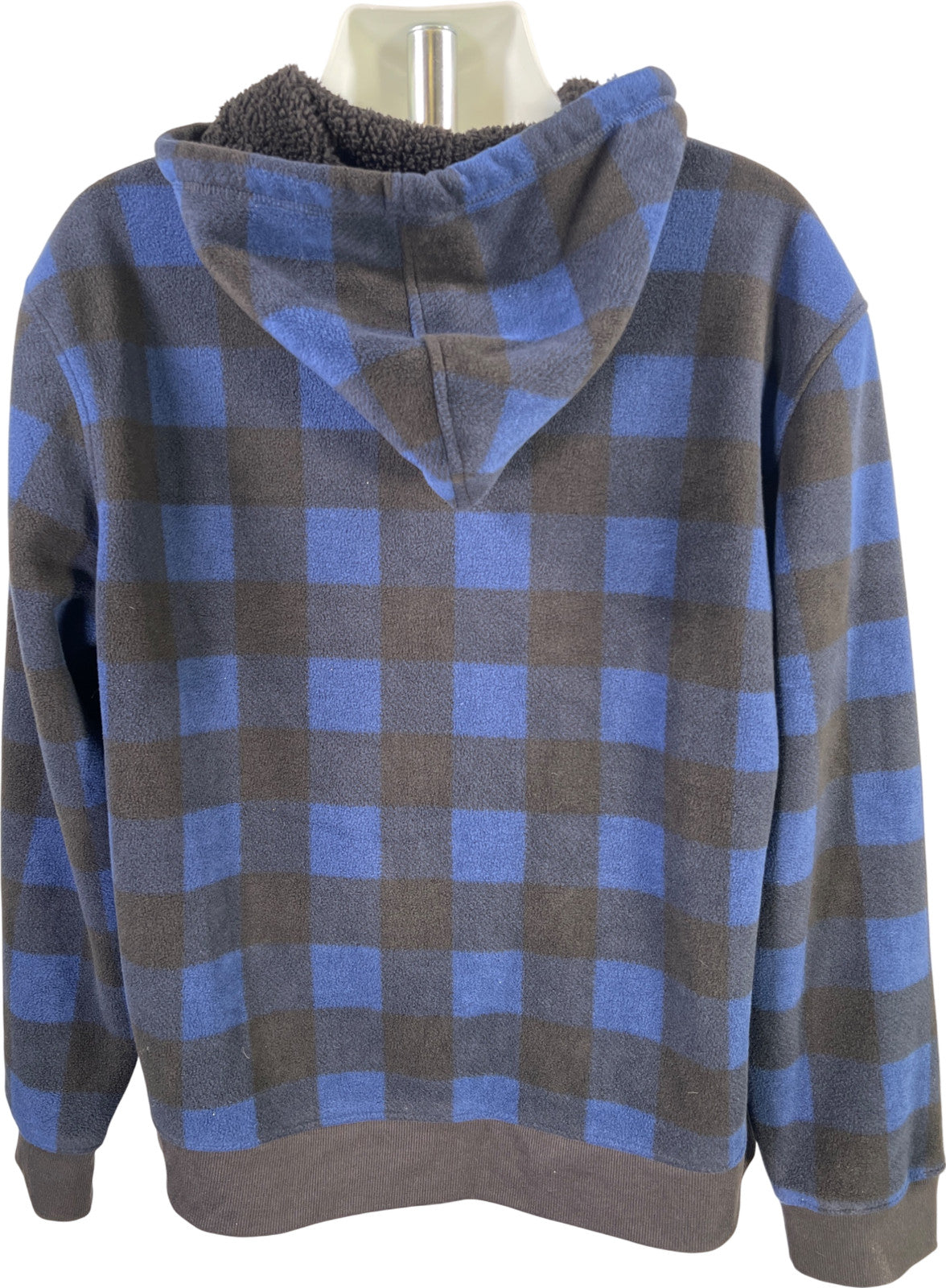 Jachs New York Men’s Blue Buffalo Plaid Full Zip Hooded Fleece Jacket - XL