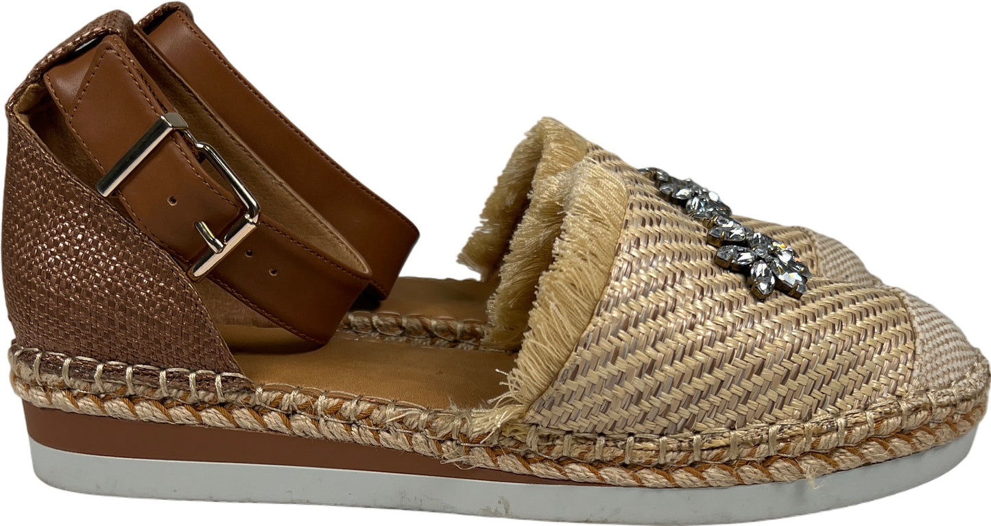 Crown Vintage Women’s Beige/Brown Bonire Woven Platform Ankle Strap Sandals - 10