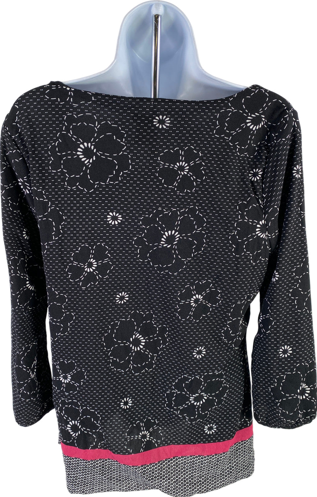 Ann Taylor Women’s Black Floral 3/4 Sleeve Blouse - L