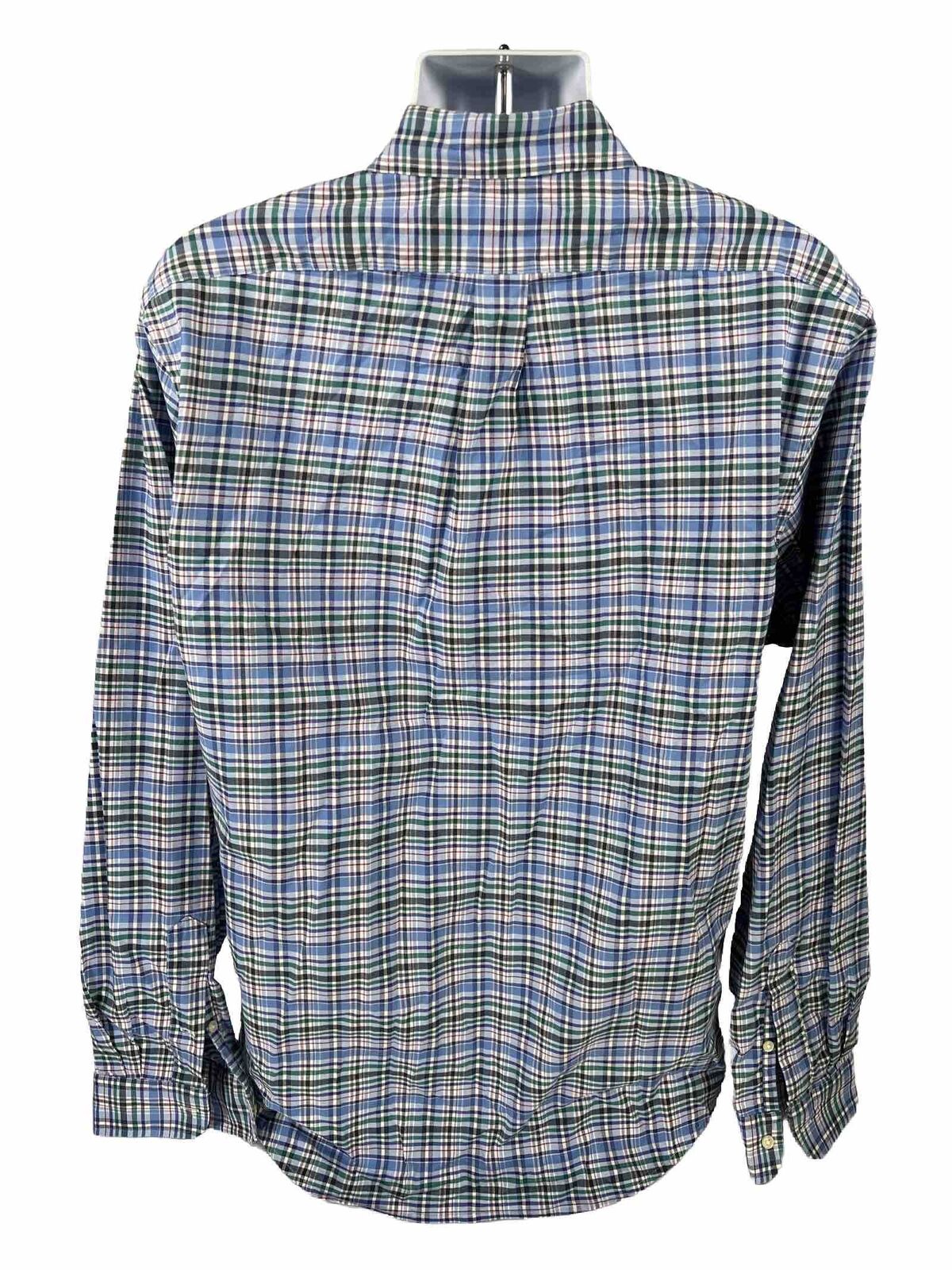 Ralph Lauren Men's Blue Plaid Long Sleeve Slim Fit Button Up Shirt - XL