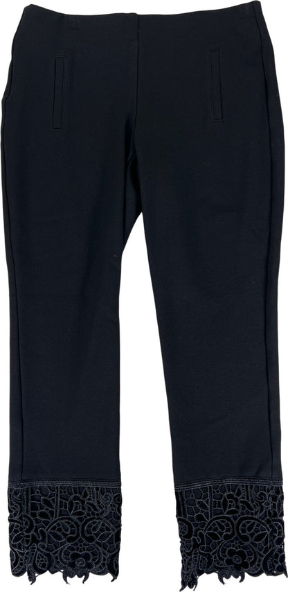 Chico’s Women’s Black Crochet/Lace Trim Slim Pull On Pants - 00/ US 2
