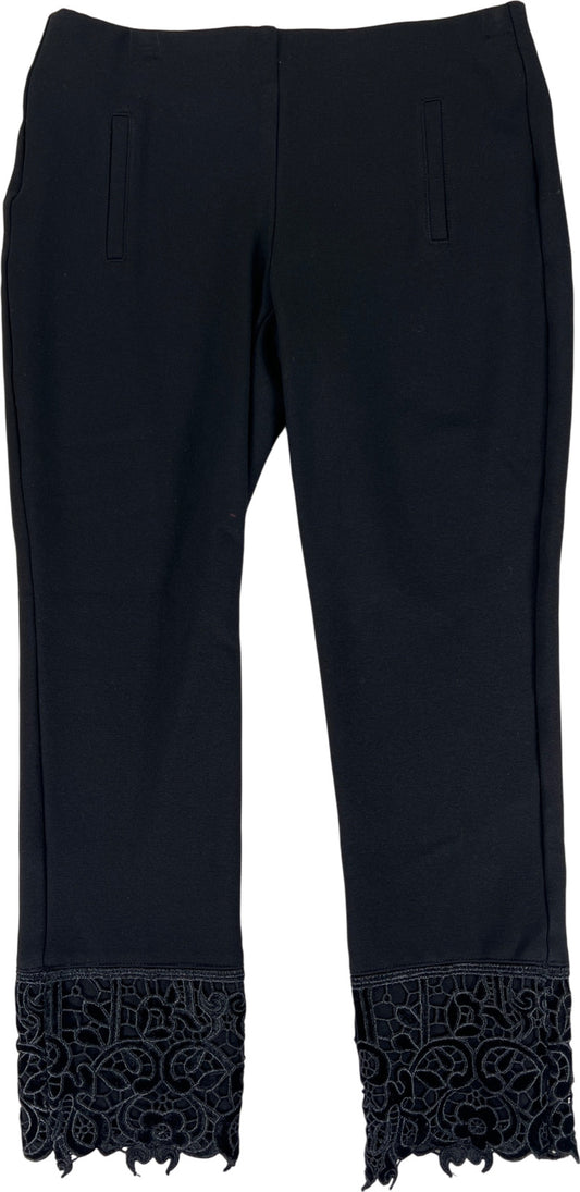Chico’s Women’s Black Crochet/Lace Trim Slim Pull On Pants - 00/ US 2