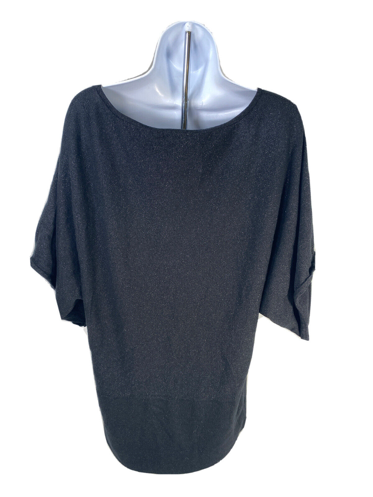 Coldwater Creek Women's Black Metallic Short Sleeve Sweater Sz L/14