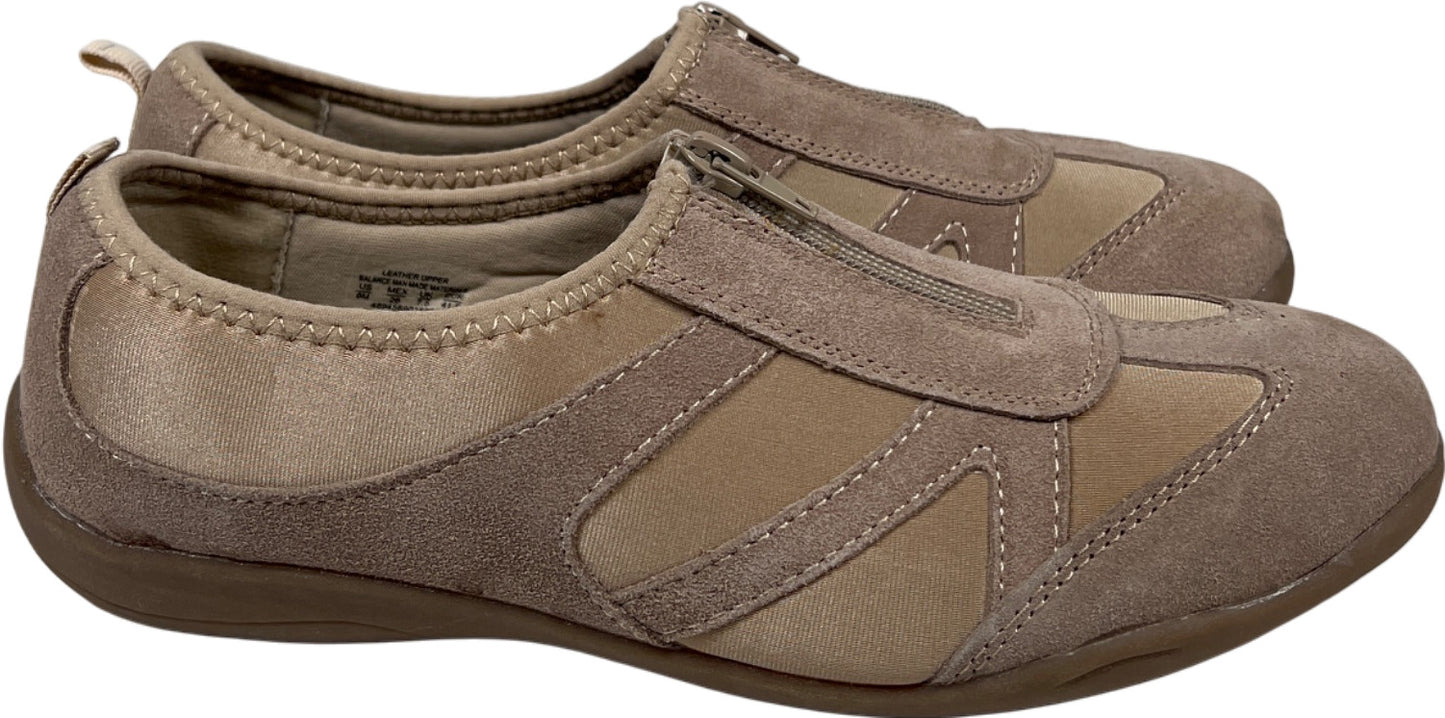 Cobbie Cuddlers Women’s Taupe/Beige Suede Zip Top Walking Shoes - 9