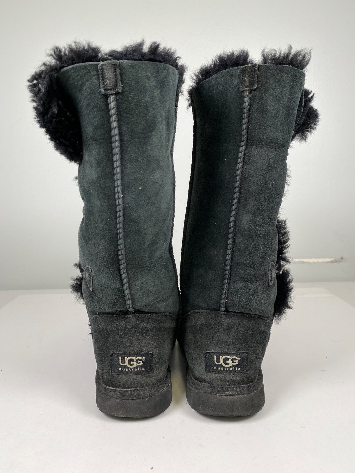 UGG Women’s Black Bailey Button Tall Shearling Boots - 6