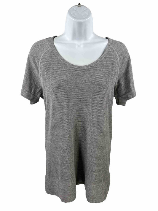 Athleta Women's Gray Short Sleeve Ventilated Athletic Shirt - L