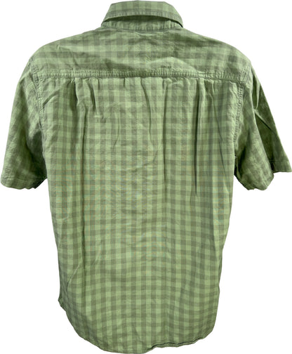 Carhartt Men’s Green Plaid Midweight Short Sleeve Button Up Shirt - M
