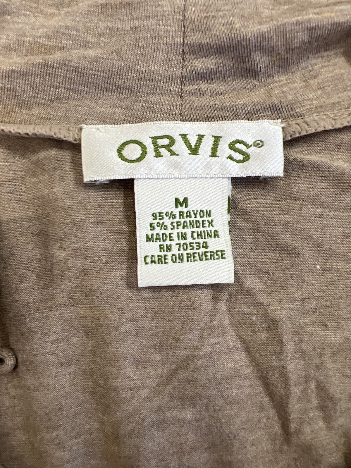Orvis Women’s Light Brown Long Sleeve V-Neck T-Shirt - M