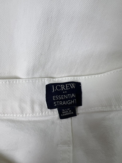 J.Crew Women’s White Essential Straight Capri Denim Jeans - 31 Petite