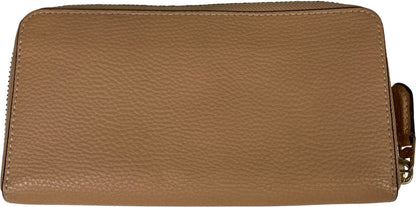 Coach Women’s Beige Pebbled Leather Zip Around Accordion Wallet