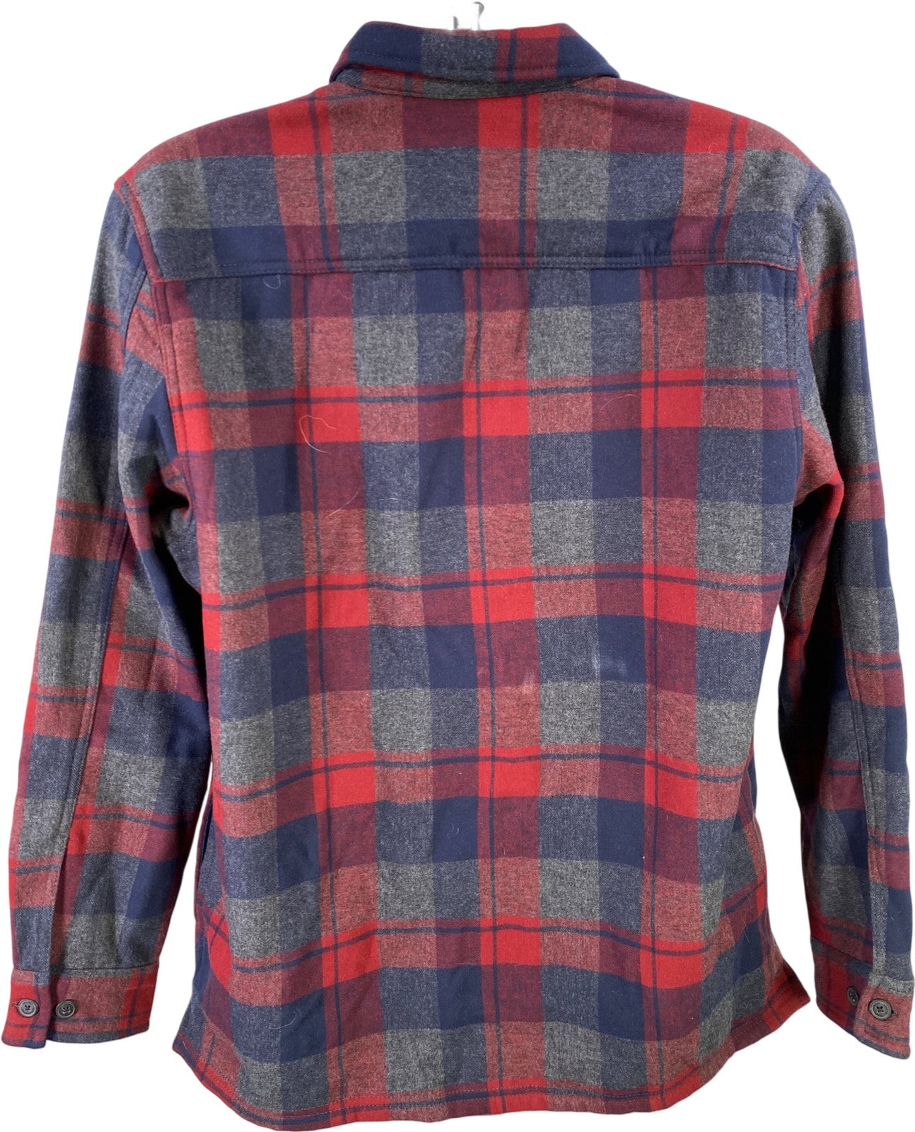 Weatherproof Vintage Men’s Blue/Red Plaid Fleece Lined Flannel Shirt Jacket - L