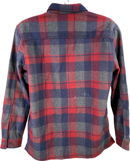 Weatherproof Vintage Men’s Blue/Red Plaid Fleece Lined Flannel Shirt Jacket - L