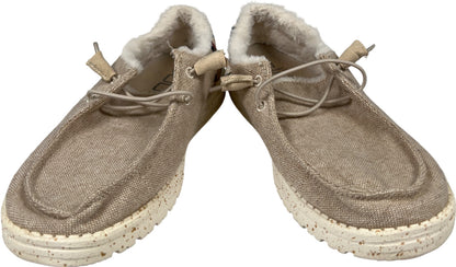 HeyDude Women’s Beige Funk Wool Wendy Lined Slip On Shoes - 8