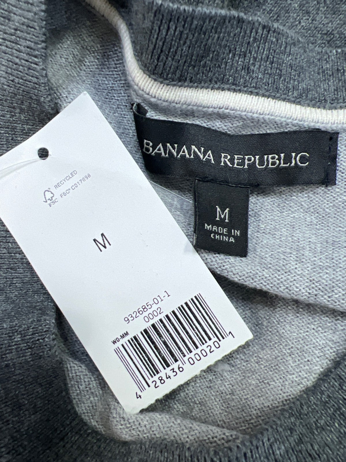 Banana Republic Men’s Gray Striped Long Sleeve Sweater Shirt - M