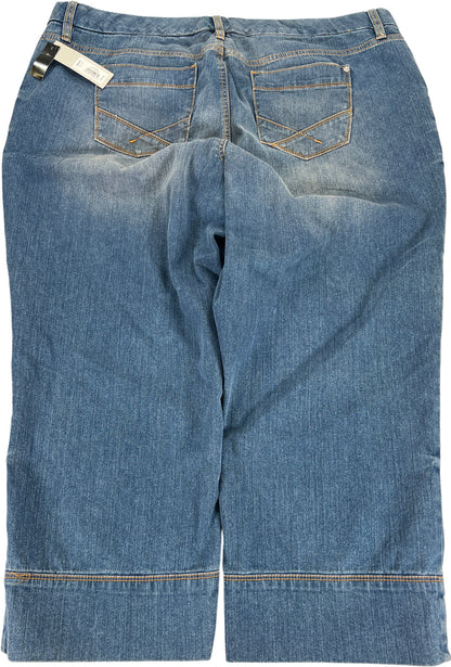 APT 9 Women’s Medium Wash Cuffed Denim Capri Jeans - 18W