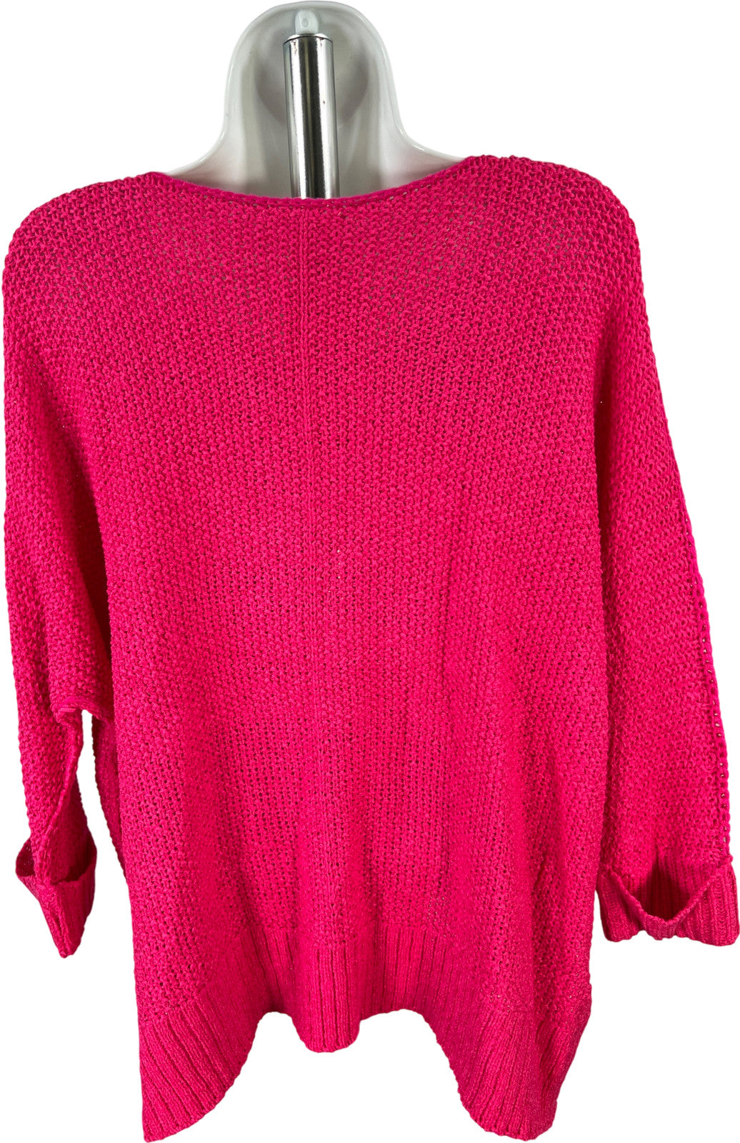 Ee:some Women’s Hot Pink Long Cuffed Sleeve Seamed Knit Sweater - M/L