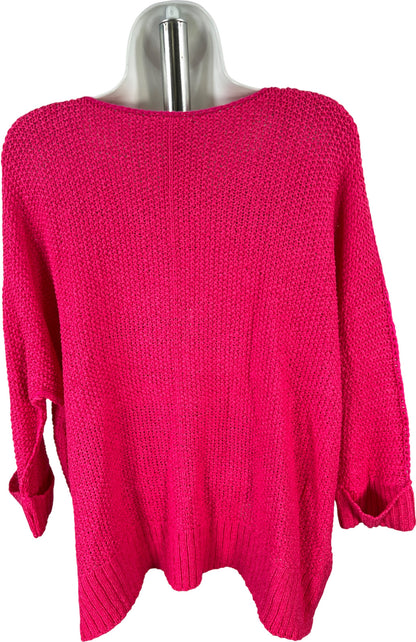 Ee:some Women’s Hot Pink Long Cuffed Sleeve Seamed Knit Sweater - M/L