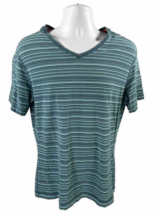 Lululemon Men's Blue Striped 5-Year Short Sleeve Tee Shirt - M