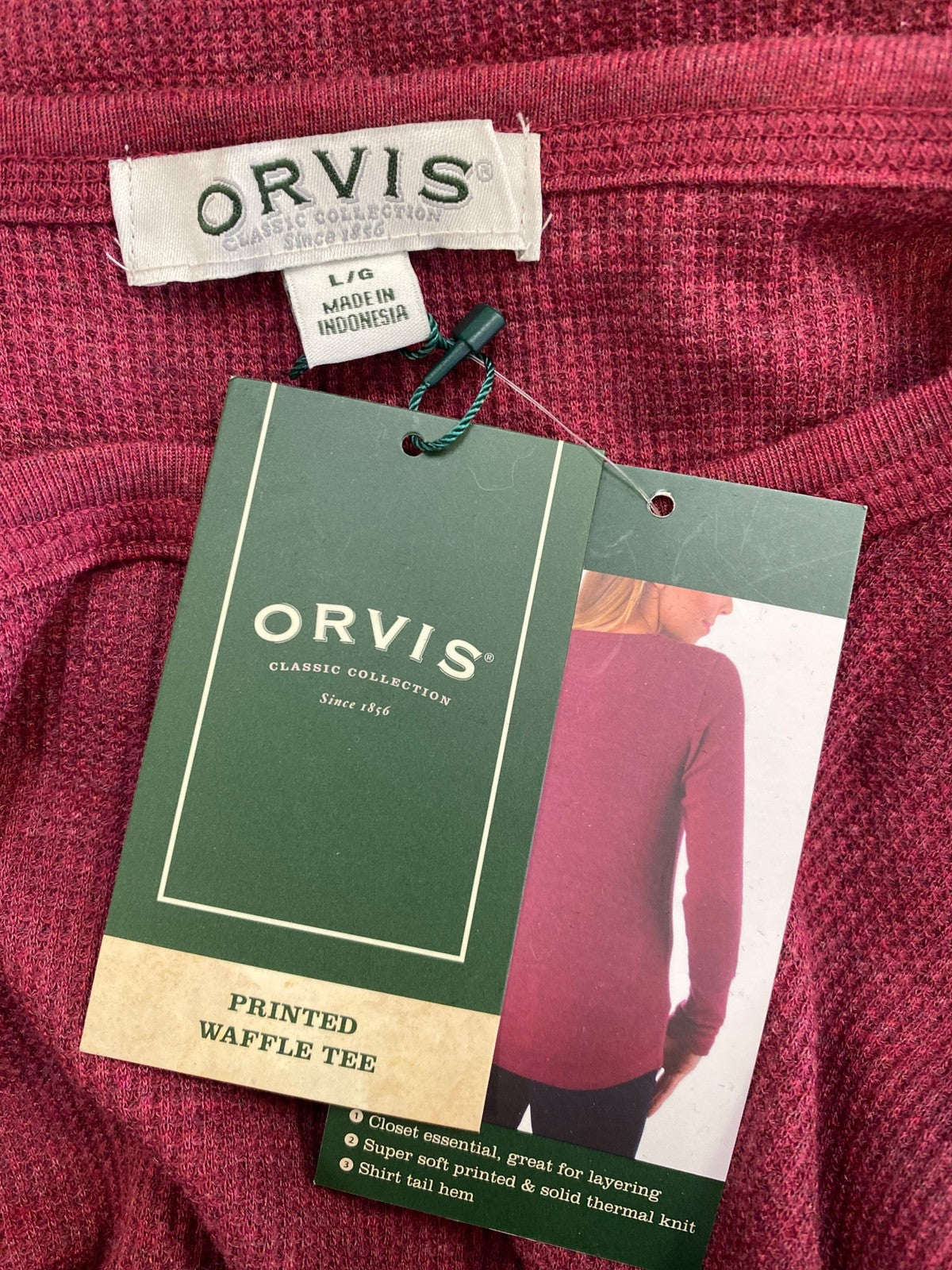 Orvis Women’s Red Long Sleeve Waffle Knit Shirt 0 L