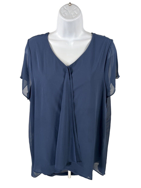 Chico's Women's Blue Easywear Lined Sheer Top Blouse - 2/US L